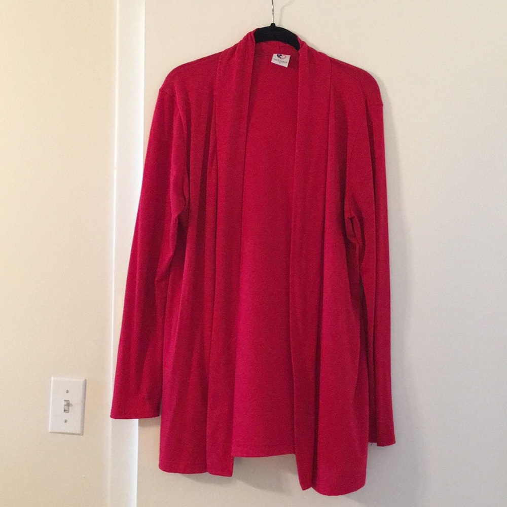 Red Hip Length Cardigan by Rags & Couture